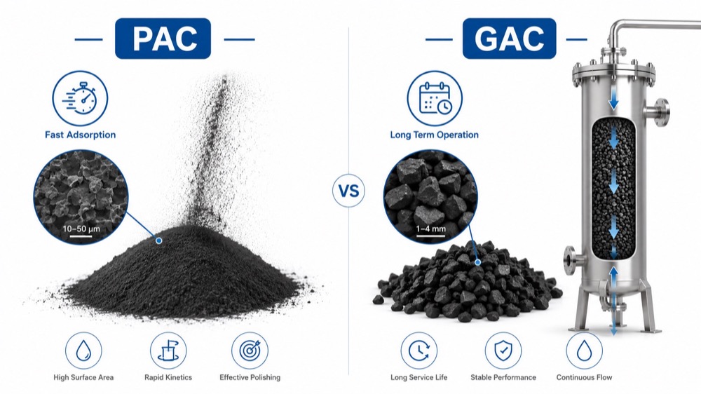 PAC And GAC Particle Comparison Comparação de partículas PAC e GAC