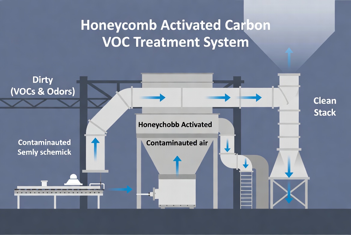 Industrial Voc Treatment System With Honeycomb Carbon Sistem Rawatan Voc Industri Dengan Karbon Sarang Lebah