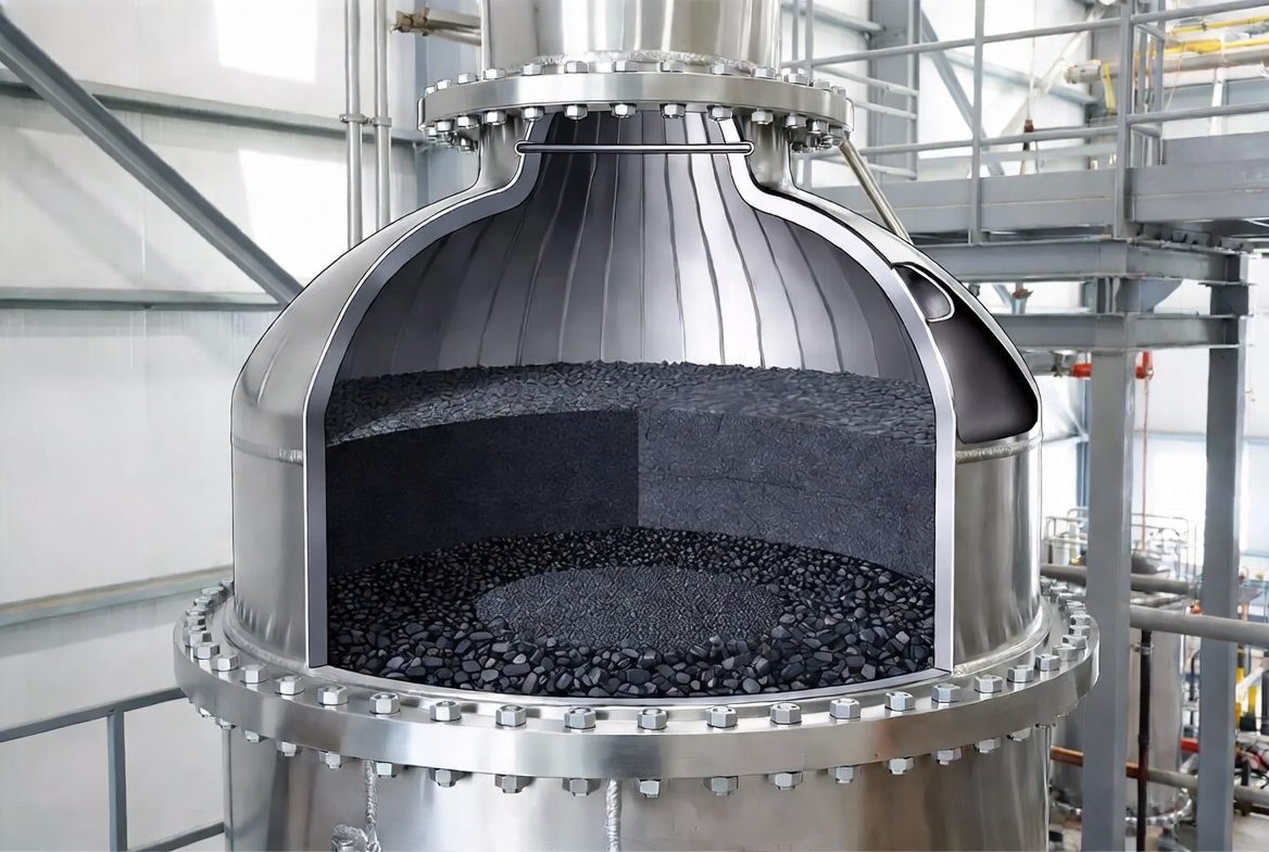 Industrial Carbon Filtration Vessel Cross Section Industrial Carbon Filtration Vessel Cross Section