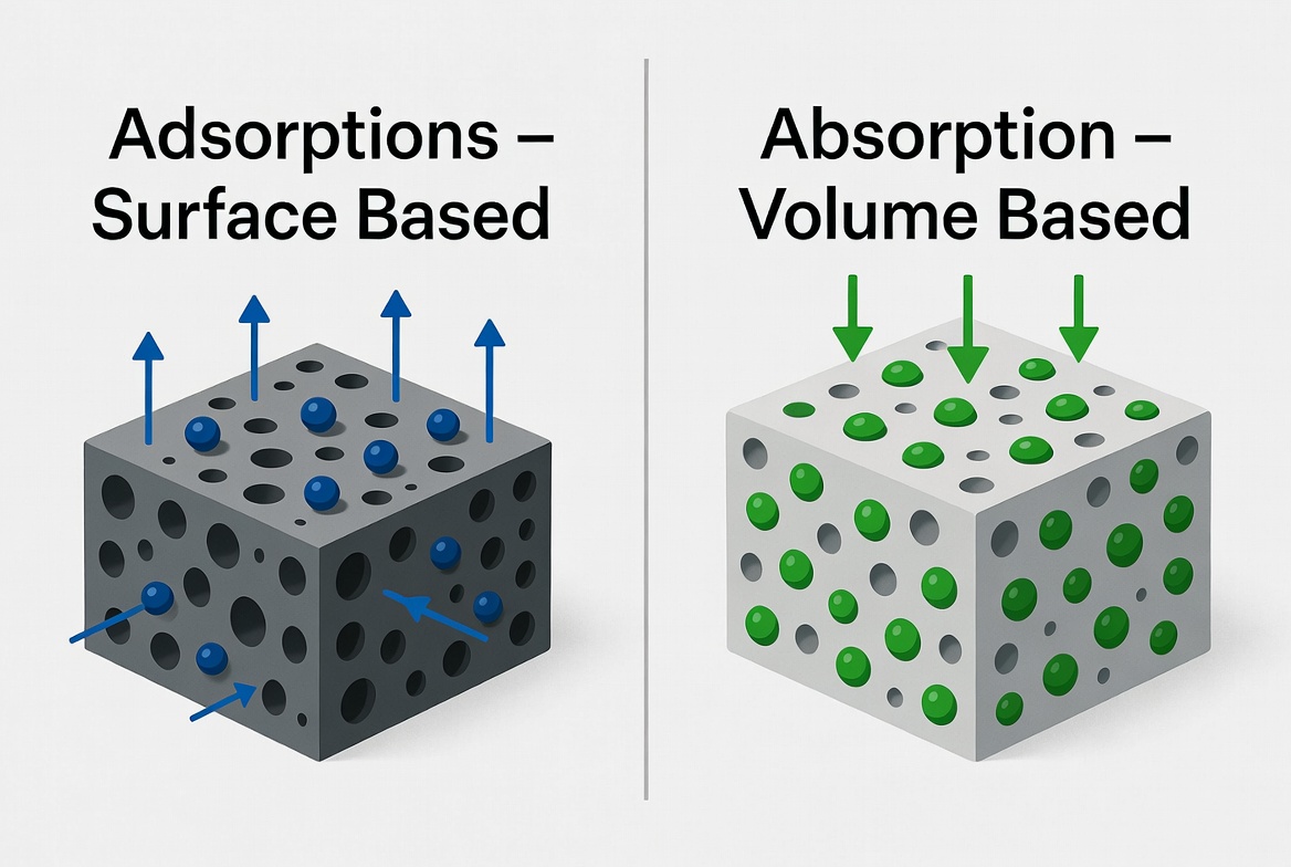 Adsorption Vs Absorption Diagram सोखना बनाम अवशोषण आरेख