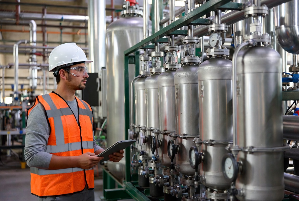 Engineer Inspecting Filtration System Engineer Inspecting Filtration System
