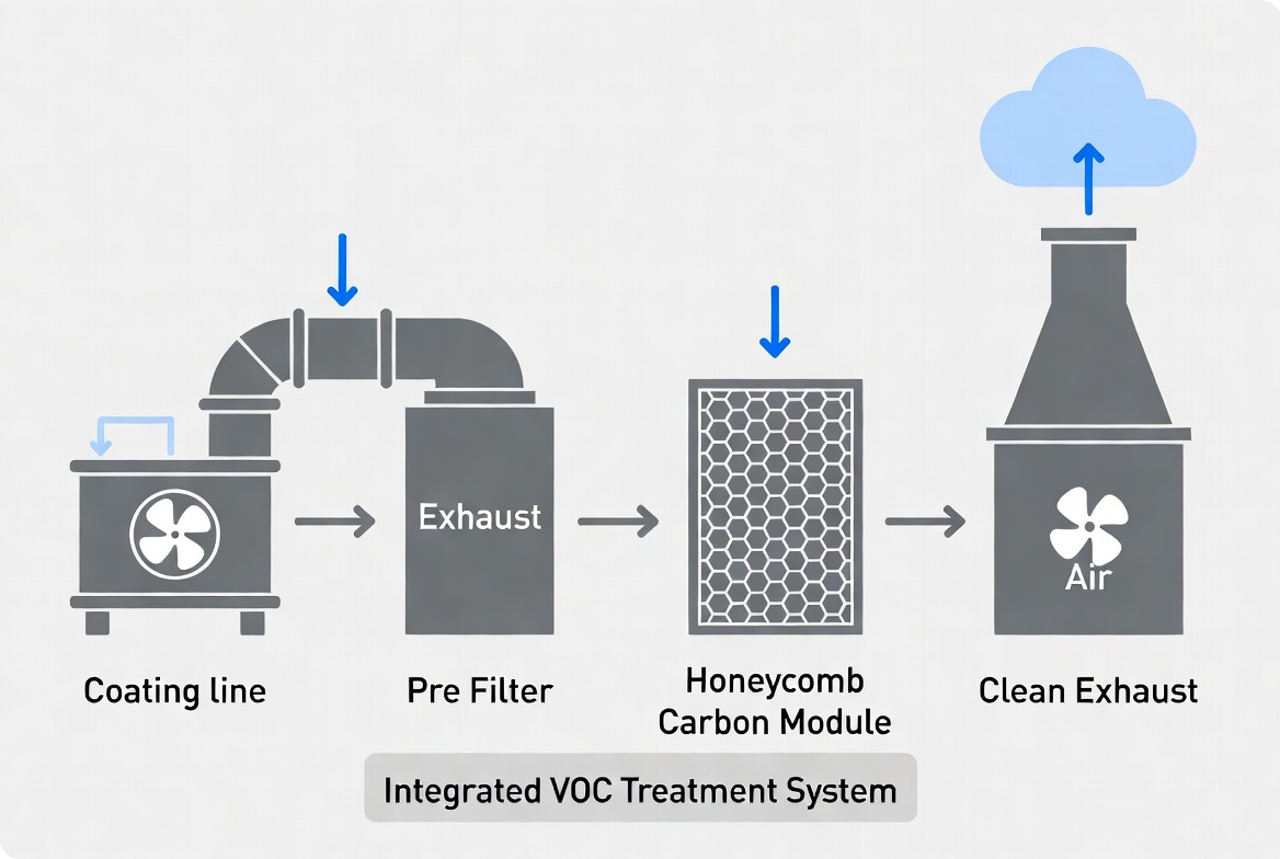 Industrial VOC Treatment Flow Diagram 산업용 VOC 처리 흐름도